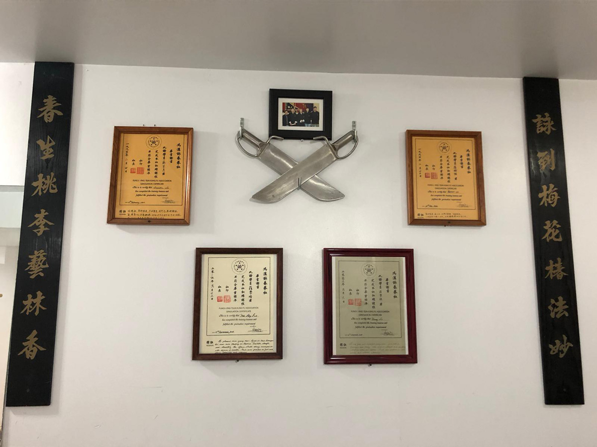 Practising the long pole with students and colleague